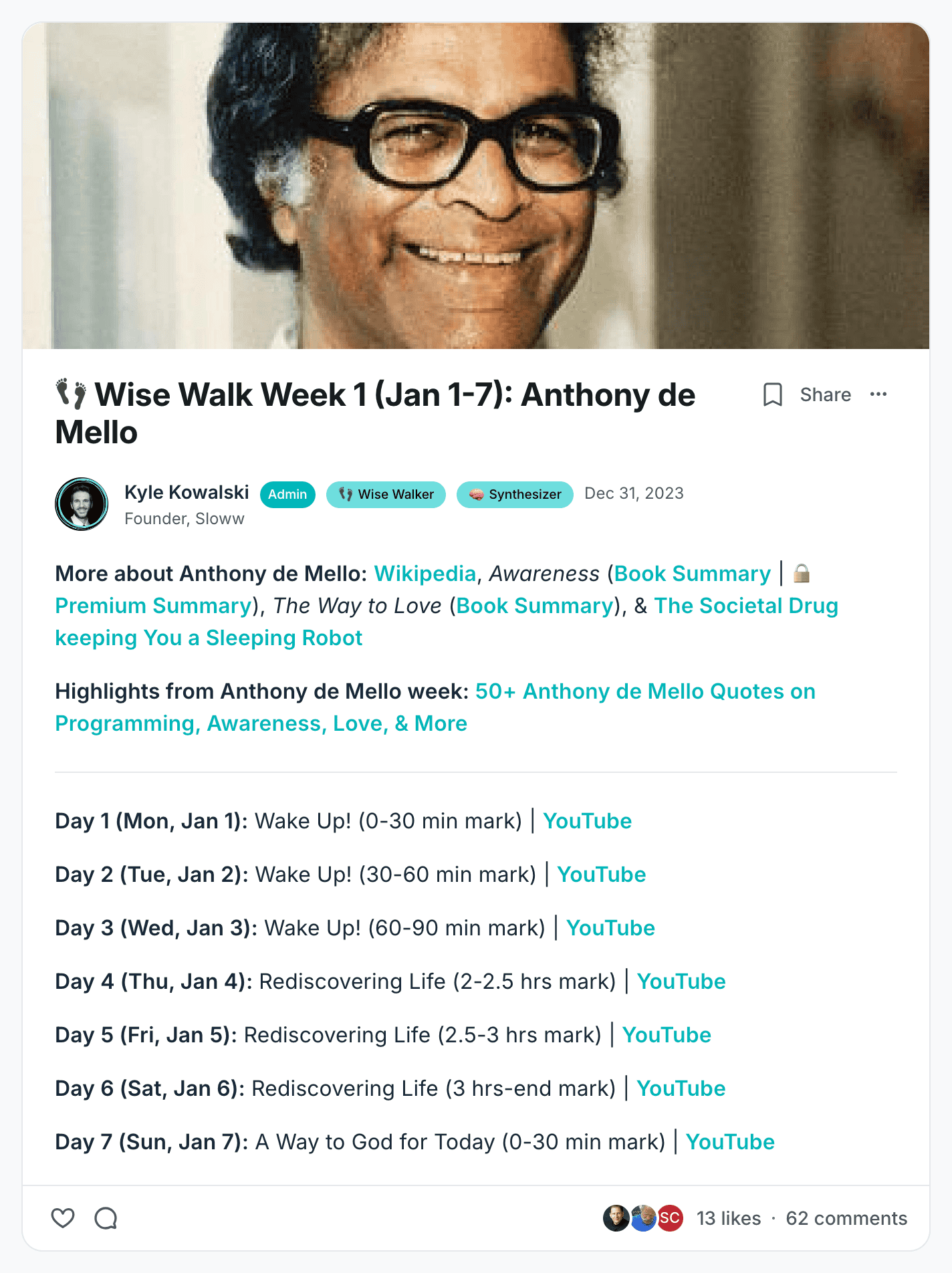 Wise Walk Sample Week